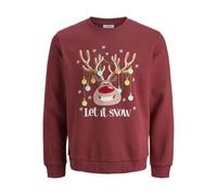 JACK & JONES Sweat Crew Neck Xmas Jjchristmas-Sudadera con Cuello Redondo, Color Rojo, S para Hombre