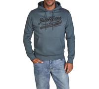 JACK & JONES JJEADRIAN Sudadera con capucha para hombre, corte regular, sudadera con capucha, estampado negro, gris, verde, marrón, beige, azul, S, M, L, XL, XXL, 3XL, Dark Slate (Superior), XL