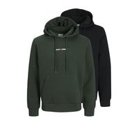 JACK & JONES JJEADRIAN Sudadera con capucha para hombre, corte regular, sudadera con capucha, estampado negro, gris, verde, marrón, beige, azul, S, M, L, XL, XXL, 3XL, 4XL, 5XL, 6XL, 7XL, 8XL, Negro
