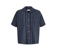 JACK & JONES Jjebradley Striped Resort Shirt SS SN Camiseta a Rayas, Blazer Azul Marino, XXL Hombre, Blazer Azul Marino, XXL