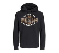 JACK & JONES JJECALEB Varsity Sweat Hood Noos, Negro, XL
