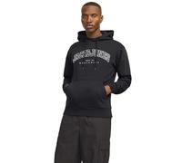 JACK & JONES Jjecaleb Varsity Sweat Hood Noos Sudadera con Capucha, Negro, L para Hombre
