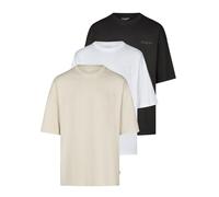 JACK & JONES JJECHARGE Juego de 3 camisetas para hombre de cuello redondo, manga corta, camiseta de verano, estampada, negro, blanco, beige, verde, gris, marrón, S, M, L, XL, XXL, XXXL, Pack 1 (Black