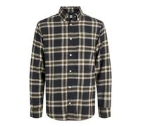 JACK & JONES Jjeclassic - Camiseta de Franela a Cuadros, Negro, S