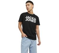 JACK & JONES Jjecorp Logo camiseta Ss Oneck Camiseta Cuello Redondo, Black Fit:slim/Large Print/White, M Hombre