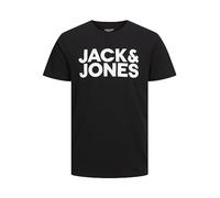 JACK & JONES Jjecorp Logo camiseta Ss Oneck Camiseta Cuello Redondo, Black Fit:slim/Large Print/White, M Hombre