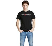 JACK & JONES Jjecorp Logo Tee Ss Crew Neck Noos, Camiseta Hombre, Negro (Black Detail: Slim Fit), Medium