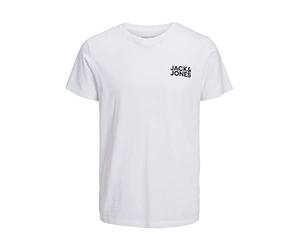 JACK & JONES Jjecorp Logo tee SS O-Neck Noos Camiseta Cuello Redondo, White Fit:Slim/Small Print/Black, M Hombre