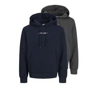 JACK&JONES JJECORP OLD LOGO SWEAT HOOD 2PK MP SMU - Sudadera para hombre, pack doble, 2 unidades, asfalto, XXL
