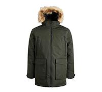 JACK & JONES JJECRAFT - Chaqueta de invierno con forro cálido para hombre, con capucha de piel sintética, Verde-3, XL