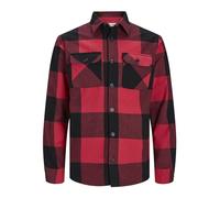 JACK & JONES Camisa 'JJEDarren' rojo / negro, Talla M