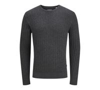 JACK & JONES Jjeemil Knit Cable Crew Neck Noos, Gris Oscuro, M para Hombre