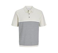 JACK & JONES Jjeemil Knit Relaxed Polo SS Sn Camisa, Nube Bailar/Stripes: Blazer Azul Marino, XXL para Hombre