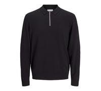 JACK & JONES JJEEMIL - Polo de Punto con Media Cremallera LS Noos, Negro, S