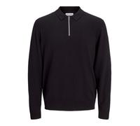 JACK & JONES JJEEMIL - Polo de Punto con Media Cremallera LS Noos, Negro, XL