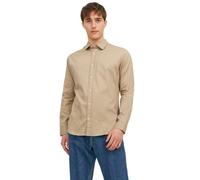 Jack & Jones Jjegingham Twill Shirt L/S Noos Camisa, Hombre, Beige (Crockery/Beige), XXL
