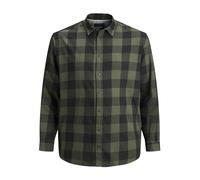 Jack & Jones Jjegingham Twill Shirt L/S Ps Noos Camisa, Hombre, Verde (Dusty Olive), 3XL Grande
