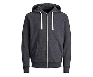 JACK & JONES Jjeholmen Sudadera Capucha con Cremallera Noos Veste, Gris (Gris Oscuro Melange Ajuste: Ajuste reg), Hombre Mediano