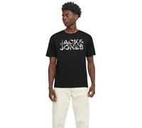 JACK & JONES Jjejeff Corp Logo tee SS O-Neck Sn Camisa de Manga Corta, Carbono/Detalle: Flor, XS para Hombre