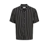 JACK & JONES Jjejeff Stripe Resort-Camiseta SS Sn Pls Camisa de Manga Corta, Negro, 6XL Grande Hombres