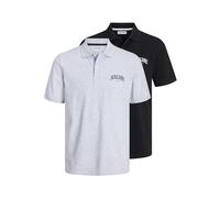 Jack & Jones Jjejosh Polo SS 2pk MP, Negro/Blanco Mezclado, M Hombre, Negro/Blanco Mezclado, M