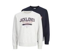 JACK & JONES Jjelogo Sweat Crew 2 Col Ss26 2Pk MP, Capitán del Cielo, L (Pack de 2) para Hombre