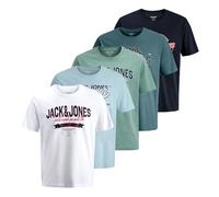 JACK & JONES Jjelogo tee SS O-Neck 2 Col Ss26 5Pk MP, Sky Captain, XS (Pack de 5) Hombres