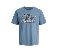JACK & JONES Jjelogo tee SS O-Neck 2 Col Ss26 Sn PLS, Talla Grande, Blue Mirage., 4XL