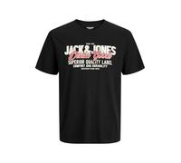 JACK & JONES Jjelogo tee SS Oneck 2 Col Aw25 Noos Pls, Negro, 8XL Hombres