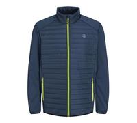 JACK & JONES JJEMULTI Quilted Collar Noos Chaqueta Acolchada, Alférez Azul/Detalle: Mangas Ajustadas y Contraste Wild Lime, L para Hombre