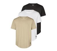 JACK & JONES JJENOA - Camiseta de corte largo para hombre, 100% algodón orgánico, corte regular, paquete de 3 unidades, cuello redondo, manga corta, verano, orgánico, camiseta básica, color negro,