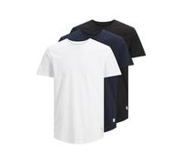 Jack & Jones Jjenoa tee SS Crew Neck 3pk MP Camiseta, Blanco, Azul Marino, Negro, M Hombre