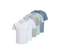 JACK & JONES Jjeorganic Basic tee SS O-Ne 5Pk MP Noos, Blanco, L (Pack de 5) Hombres