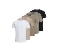 JACK & JONES Jjeorganic Basic tee SS O-Ne 5Pk MP Noos, Negro, L (Pack de 5) Hombres