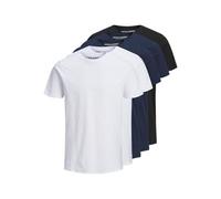 JACK & JONES Jjeorganic Basic tee SS O-Neck 5pk MP Camiseta, Negro/Paquete: 2 Blanco 2 Azul Marino 1 Negro, S para Hombre