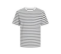 JACK & JONES Jjeorganic Basic tee SS O-Neck Noos Camiseta, Cloud Dancer/Stripes:Navy Blazer, L Hombre