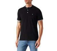 JACK & JONES Jjepaulos Mao Polo SS Camisa, Negro, L para Hombre