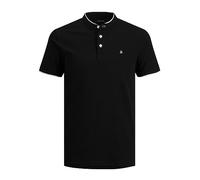 JACK & JONES Jjepaulos Mao Polo SS Camisa, Negro, M para Hombre