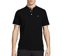 JACK & JONES Jjepaulos Mao Polo SS Camisa, Negro, XXL para Hombre