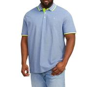 JACK & JONES JJEPAULOS - Polo de Manga Corta para Hombre, de algodón, Talla Grande, Cobalto Brillante/Detalle: neón, 3XL