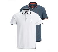 Jack & Jones Jjepaulos Polo Ss Noos, Hombre, Pack de 2 Denim Blue/White, S