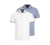 Jack & Jones Jjepaulos Polo Ss Noos, Hombre, Pack de 2 White/Bright Cobalt, S