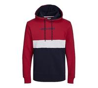 JACK & JONES Jjereid Blocking Sweat Hood Noos Sudadera con Capucha, Tango Red, Medium para Hombre