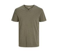 JACK & JONES Jjesplit Neck camiseta SS Camiseta, Verde (Dusky Green/Slim), S Hombres