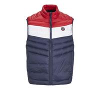 JACK & JONES Jjesprint-Collar cálido para el Cuerpo Chaleco, Chaqueta Azul Marino/Detalle: Blanco/Rojo Verdadero Bloqueo, XS para Hombre