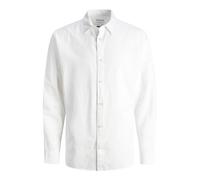 JACK & JONES Jjesummer Linen Shirt LS Sn Camisa de Manga Corta, Blanco, XL Hombres