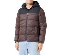 JACK & JONES Jjetoby Puffer Hood Sn Chaqueta amortiguadora, Seal Brown/Detail:Black Blocking, XXL Hombres