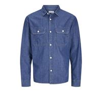 JACK & JONES Camiseta Jjetravis LS Noos Camisa de Manga Larga, Medio De Mezclilla Azul, L Hombres
