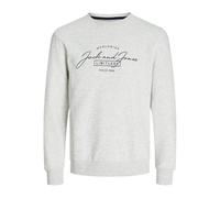 JACK&JONES Jjferris-Sudadera con Cuello Redondo, Color Blanco Jaspeado/Estampado: Grande, S para Hombre
