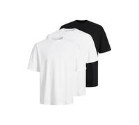 JACK & JONES Jjhugo - Camiseta Holgada para Hombre, Cuello Redondo, 3 Unidades, Color Blanco, XS (Paquete de 3), Blanco, XS